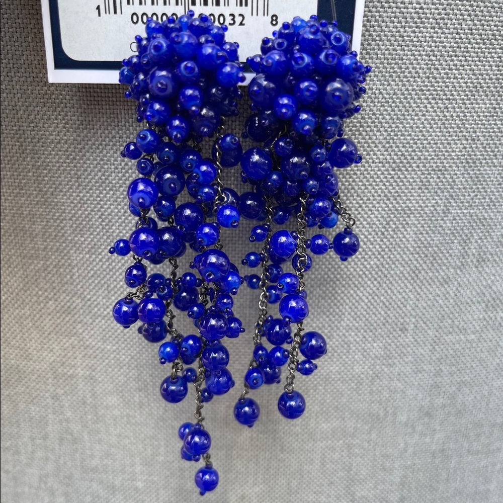 Oscar de la Renta blue clip on earrings